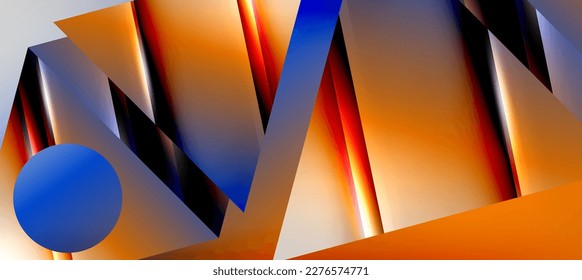 Trendy minimal geometric composition abstract background. Shadow lines and lights on glossy triangles backdrop. Vector Illustration For Wallpaper, Banner, Background, Card, Book Illustration