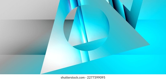 Trendy minimal geometric composition abstract background. Shadow lines and lights on glossy triangles backdrop. Vector Illustration For Wallpaper, Banner, Background, Card, Book Illustration