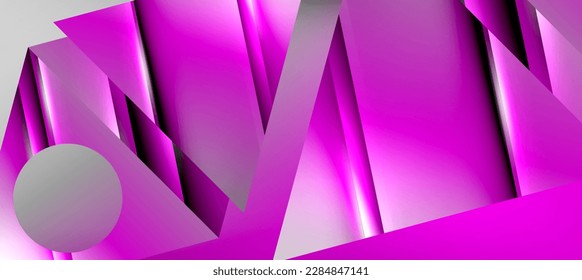 Trendy minimal geometric composition abstract background. Shadow lines and lights on glossy triangles backdrop. Vector Illustration For Wallpaper, Banner, Background, Card, Book Illustration
