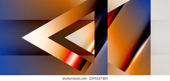 Trendy minimal geometric composition abstract background. Shadow lines and lights on glossy triangles backdrop. Vector Illustration For Wallpaper, Banner, Background, Card, Book Illustration