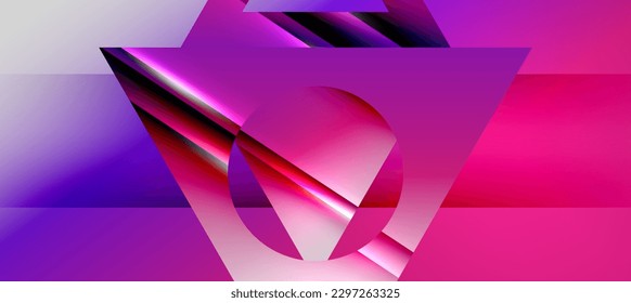 Trendy minimal geometric composition abstract background. Shadow lines and lights on glossy triangles backdrop. Vector Illustration For Wallpaper, Banner, Background, Card, Book Illustration