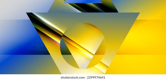 Trendy minimal geometric composition abstract background. Shadow lines and lights on glossy triangles backdrop. Vector Illustration For Wallpaper, Banner, Background, Card, Book Illustration