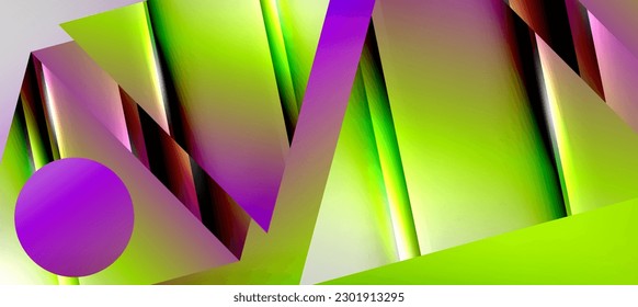 Trendy minimale geometrische Zusammensetzung abstrakter Hintergrund. Schattenzeilen und Lichter auf glänzendem Dreieckshintergrund. Vektorgrafik für Bildschirmhintergründe, Banner, Hintergrund, Karte, Buchillustration