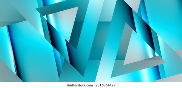 Trendy minimal geometric composition abstract background. Shadow lines and lights on glossy triangles backdrop. Vector Illustration For Wallpaper, Banner, Background, Card, Book Illustration