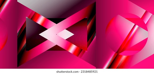 Trendy minimal geometric composition abstract background. Shadow lines and lights on glossy triangles backdrop. Vector Illustration For Wallpaper, Banner, Background, Card, Book Illustration