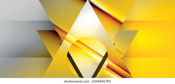 Trendy minimal geometric composition abstract background. Shadow lines and lights on glossy triangles backdrop. Vector Illustration For Wallpaper, Banner, Background, Card, Book Illustration