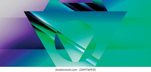 Trendy minimal geometric composition abstract background. Shadow lines and lights on glossy triangles backdrop. Vector Illustration For Wallpaper, Banner, Background, Card, Book Illustration