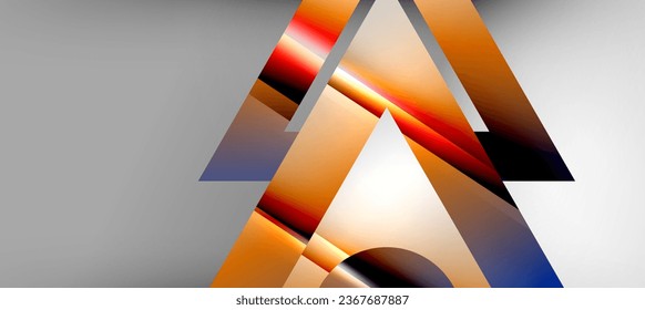 Trendy minimal geometric composition abstract background. Shadow lines and lights on glossy triangles backdrop. Vector Illustration For Wallpaper, Banner, Background, Card, Book Illustration