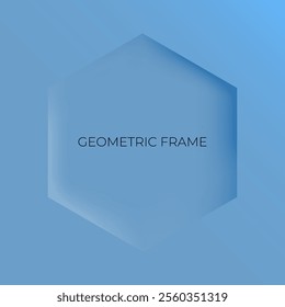 Trendy minimal geometric frame design. 3d background in blue color
