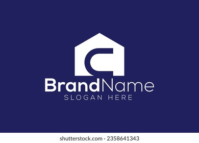 Trendy and minimal letter C home vector logo design