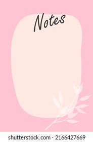 Trendy minimal planner in pastel colors with a vase of flowers in a hand-drawn texture style. For menu, to-do list. Template in pastel colors