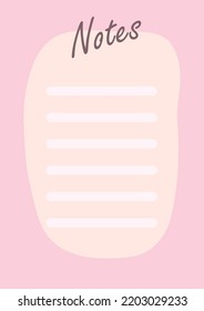 Trendy Minimal Planner In Pastel Colors In A Hand-drawn Texture Style. For Menu, To-do List. Template In Pastel Colors