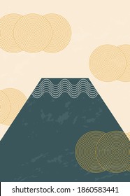 Trendy minimal poster with abstract mountain cloud wall art