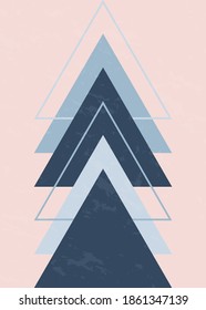 Trendy minimalistisches Poster mit abstrakter Dreieckswandkunst. Vektorgrafik