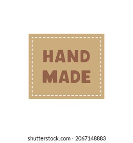 Trendy minimal square kraft paper label or sticker for hand made products  isolated on white background. Vector organic simple illustration