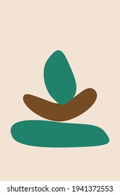 Trendy minimalist abstract  illustrations.  Balance concept.  Stones flat style. Contemporary modern trendy Vector illustrations.  Pastel colors.
