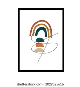trendy minimalist abstract illustration. geometric elements and strokes, rainbows geometric shapes Great design for social media, postcards, contemporary artistic poster printing