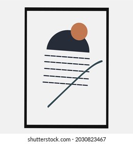 trendy minimalist abstract illustration. geometric elements and strokes, rainbows geometric shapes Great design for social media, postcards, contemporary artistic poster printing.