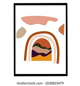 trendy minimalist abstract illustration. geometric elements and strokes, rainbows geometric shapes Great design for social media, postcards, contemporary artistic poster printing.