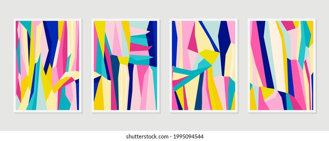 Trendy minimalist abstract illustrations. Set of hand drawn contemporary artistic posters.  Modern style wall decor. 