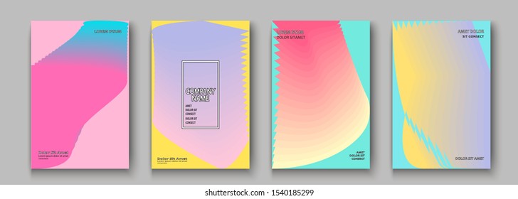 Trendy minimalist abstract modern covers design vector. Dynamic pastel colors  halftone gradient. Futuristic geometric patterns shapes lines background. Minimal poster template for business