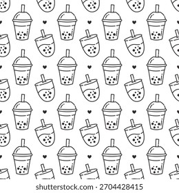 Té de burbuja de moda, minimalista sin patrón. Diseño simple y refrescante para la marca, ropa, papelería y fondos limpios. Ilustración de postre moderna.
