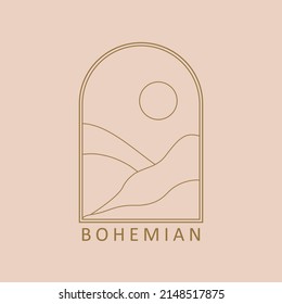 Trendy minimalist landscape abstract bohemian design icon