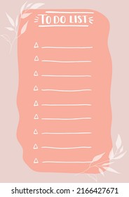 Trendy minimalist planner in pastel colors. For menu, to-do list. Template in textured hand-drawn style in pastel colors