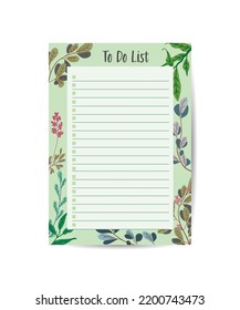 Trendy minimalist planner in pastel colors. For menu, to-do list. Template in textured hand-drawn style in pastel colors