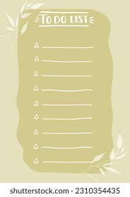 Trendy minimalist planner in pastel colors. For menu, to-do list. Template in textured hand-drawn style in pastel colors