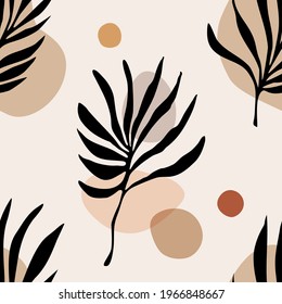 Trendy minimalist seamless botanical pattern with line art composition