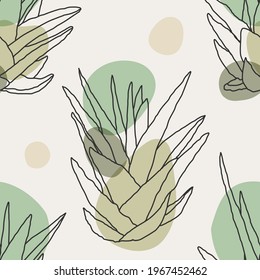 Trendy minimalist seamless botanical pattern with line art composition