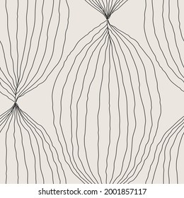 Trendy minimalist seamless botanical pattern with line art composition