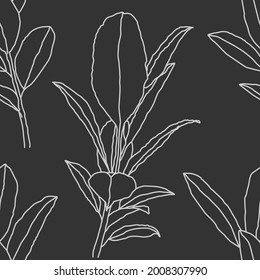 Trendy minimalist seamless botanical pattern with line art composition