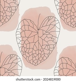 Trendy minimalist seamless botanical pattern with line art composition