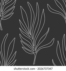 Trendy minimalist seamless botanical pattern with line art composition