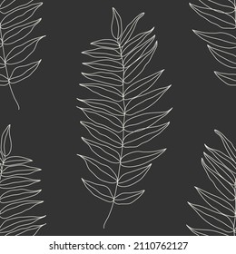 Trendy minimalist seamless botanical pattern with line art composition