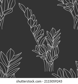 Trendy minimalist seamless botanical pattern with line art composition