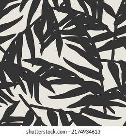 Trendy minimalist seamless botanical pattern with line art composition