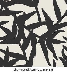 Trendy minimalist seamless botanical pattern with line art composition