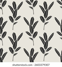 Trendy minimalist seamless botanical pattern with abstract creative hand drawn composition