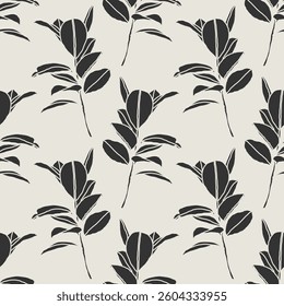 Trendy minimalist seamless botanical pattern with abstract creative hand drawn composition