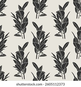 Trendy minimalist seamless botanical pattern with abstract creative hand drawn composition