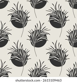 Trendy minimalist seamless botanical pattern with abstract creative hand drawn composition