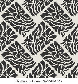 Trendy minimalist seamless botanical pattern with abstract creative hand drawn composition