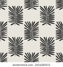 Trendy minimalist seamless botanical pattern with abstract creative hand drawn composition