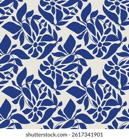 Trendy minimalist seamless botanical pattern with abstract creative hand drawn composition