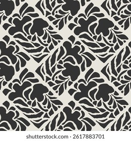 Trendy minimalist seamless botanical pattern with abstract creative hand drawn composition