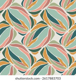 Trendy minimalist seamless botanical pattern with abstract creative hand drawn composition