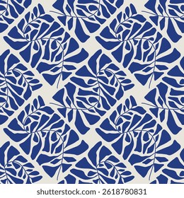 Trendy minimalist seamless botanical pattern with abstract creative hand drawn composition